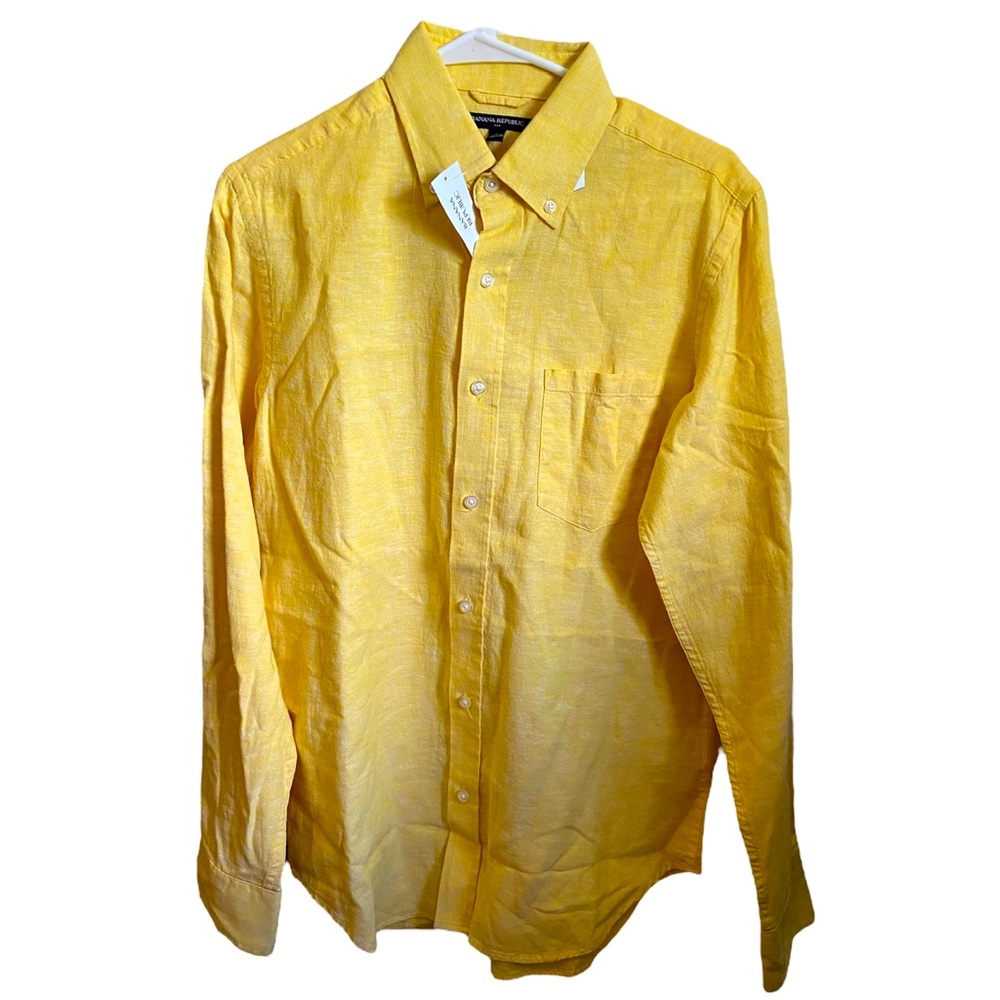 Banana Republic Yellow Linen Button Up Mens Small